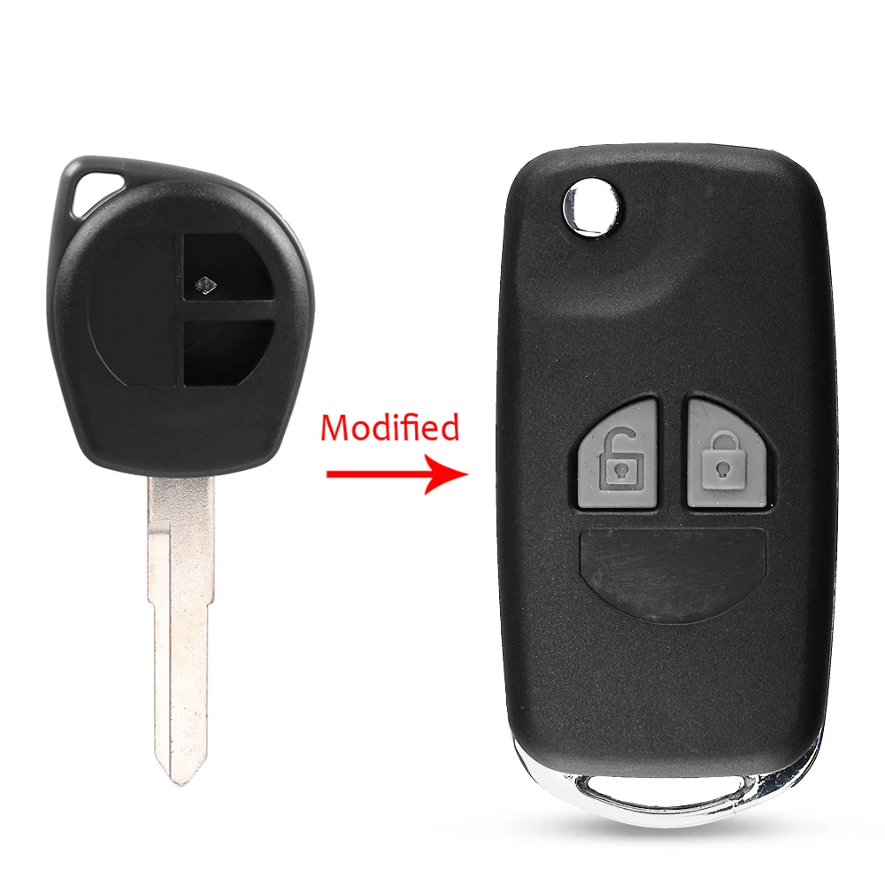 Modified HU133R KEYYOU 2 кнопки модифицированный откидной Складной автомобильный чехол для дистанционного ключа для Suzuki SX4 Swift Grand Vitara брелок крышка+ Кнопка Pad - Цвет: Modified HU133R