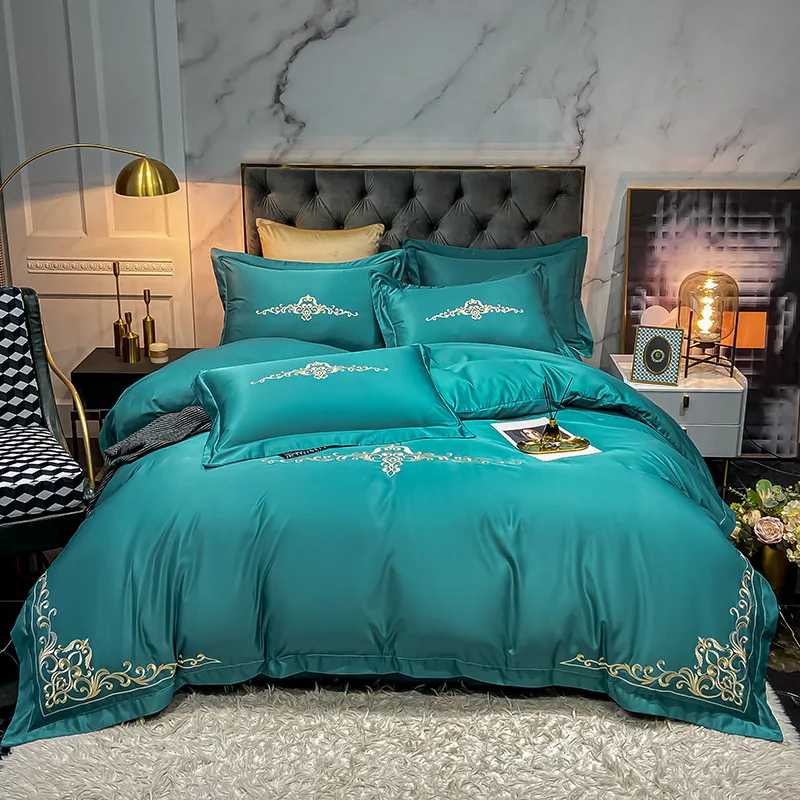

Fashion Simple Quilt Cover PillowCase Bed Sheet European Style Silky Double Side Bedding Set King Queen Twin For Adults Oceania
