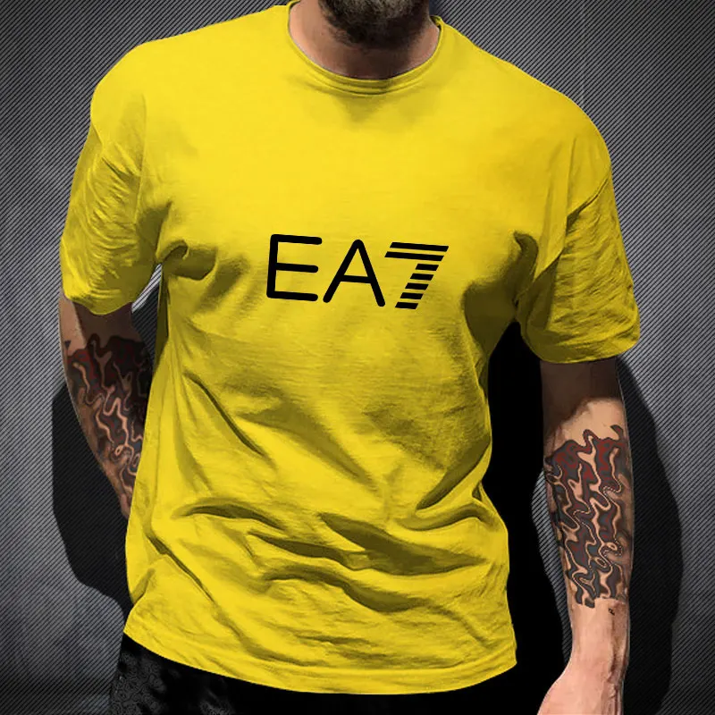 

EA7-- Brand T Shirt Cotton Men's T-Shirt Classic Man Clothing Male Short Sleeve Casual Streetwear Hip Hop Clothes Homme Tops Tee