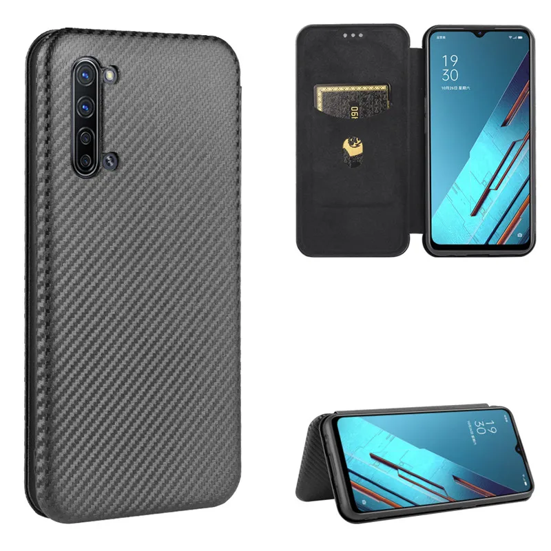 

2021 Oppo Reno3 Vitality Case Fashion Carbon Fiber PC Hard Card Holder Slim Leather Case Oppo Reno3 Youth PCLM50 Wallet Flip Cov