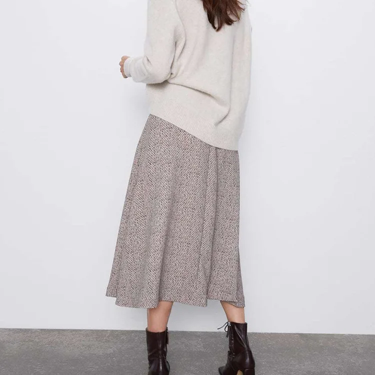 Зимние длинные вязаные женские юбки мягкая теплая плиссированная юбка макси на