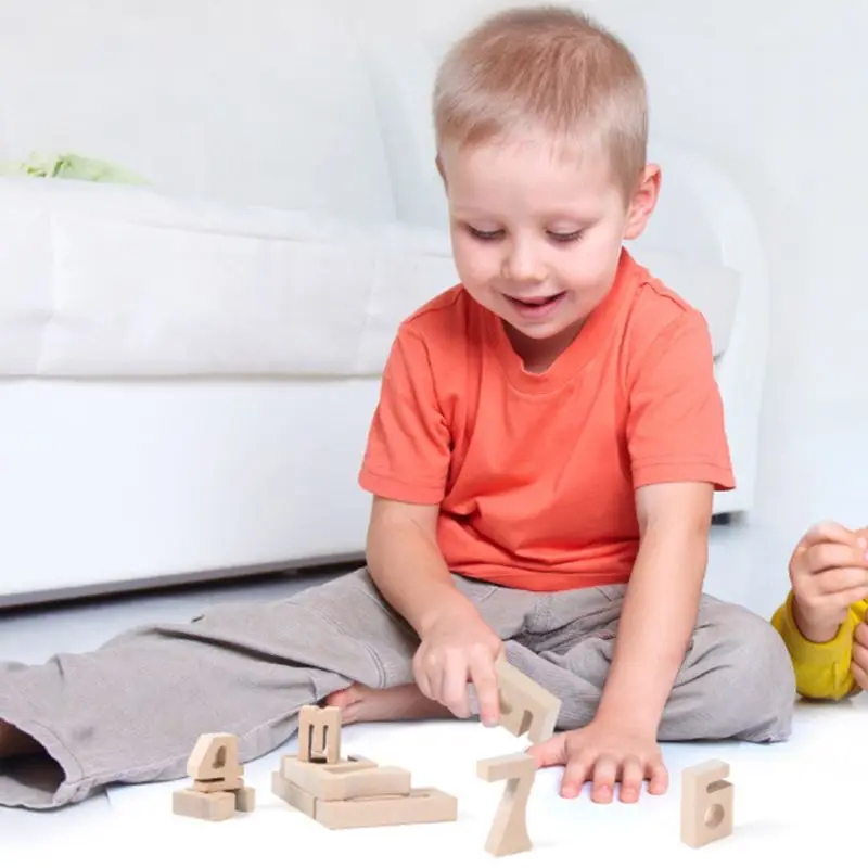 

Wooden 1-10 Number Building Blocks Digital Puzzle Baby Early Educational Learning Montessori Toy