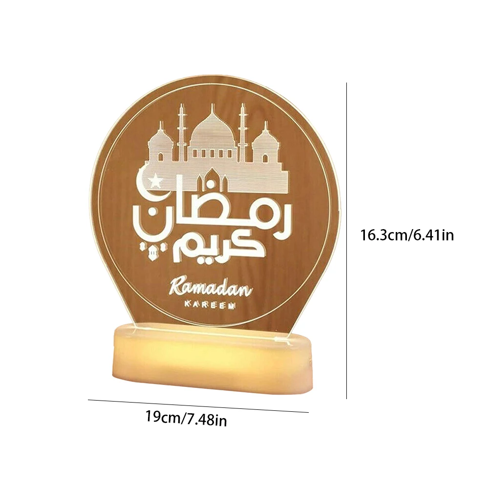 

LED Night Light Ramadan Mubarak Decorative Lights Eid Wooden Moon Castle Hanging Lamp Tabletop Ornaments Decoration lighting