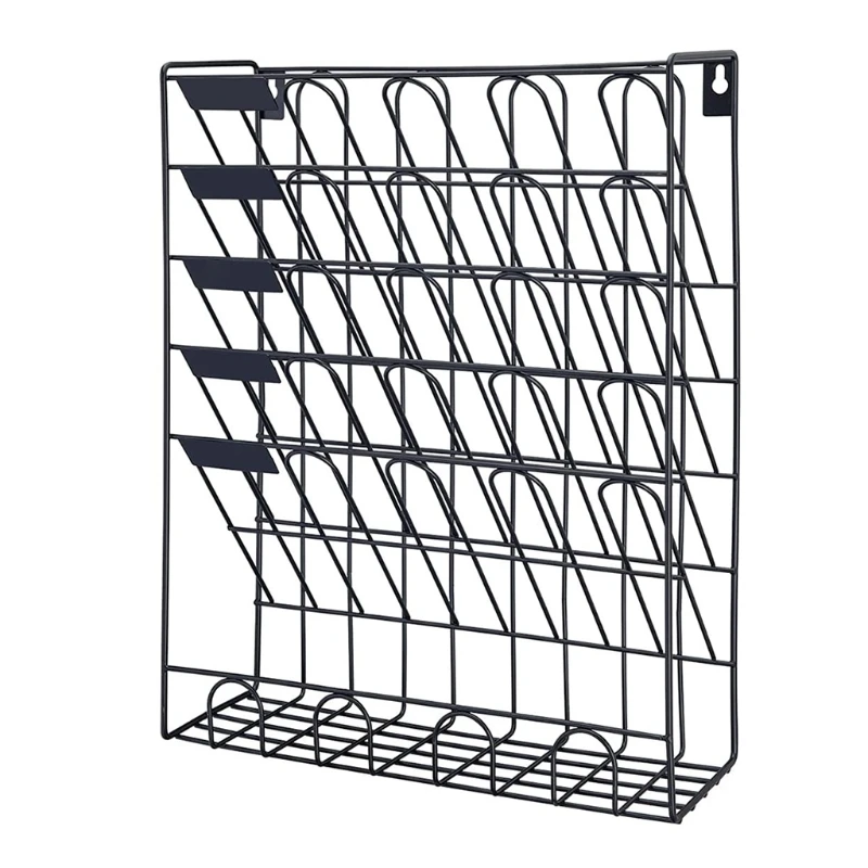 

6 Pocket Metal Hanging Wall File Holder Wall Mounted Paper Organizer Magazine Mail Rack for Home Office Desk Organizer