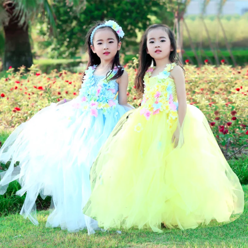 

Платье принцессы с юбкой-пачкой с цветочным узором, платье костюмы для сцены для подчеркивает длину Стиль для детей задний фон для детской и...