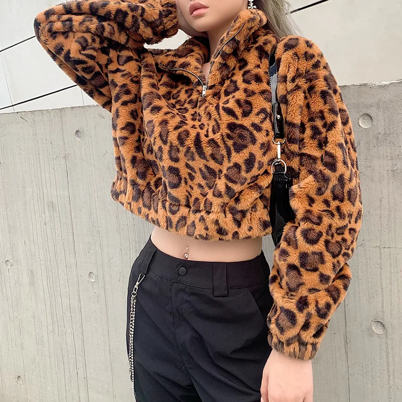 MONMOIRA леопардовые толстовки с искусственным мехом женские зимние теплые меховые