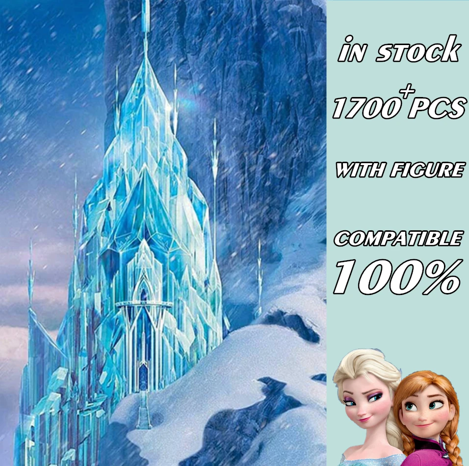

New Disney Frozen Elsa Princess Ice Castle Creator Streetview Girl House Fit 43197 Building Block Bricks Christmas Toy Gift Kid
