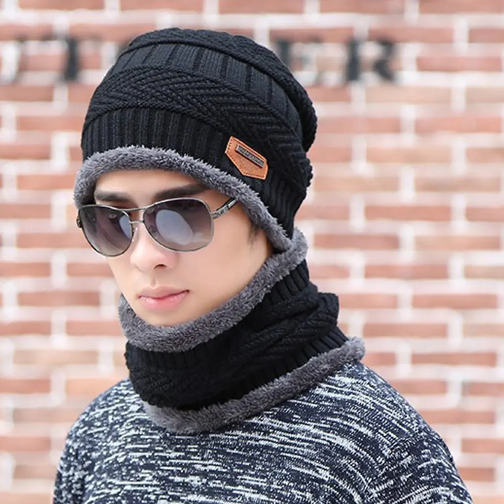 Новинка коралловые флисовые зимние шапочки шапки шарф для мужчин мягкая теплая