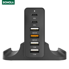 Bonola 75W Super Fast Charger PD 3.0 Charger For iPhone/iPad/Macbook QC 3.0 USB Type C Fast Charging Smart Multiport AC Adapter