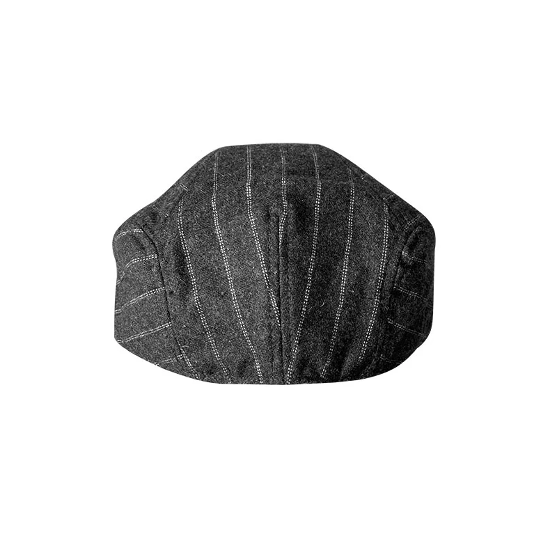 

2021 New Men Spring Autumn Winter Dark Gray Berets Stripes British Vintage Flat Caps Gatsby Male Driver Newsboy Hats BLM308