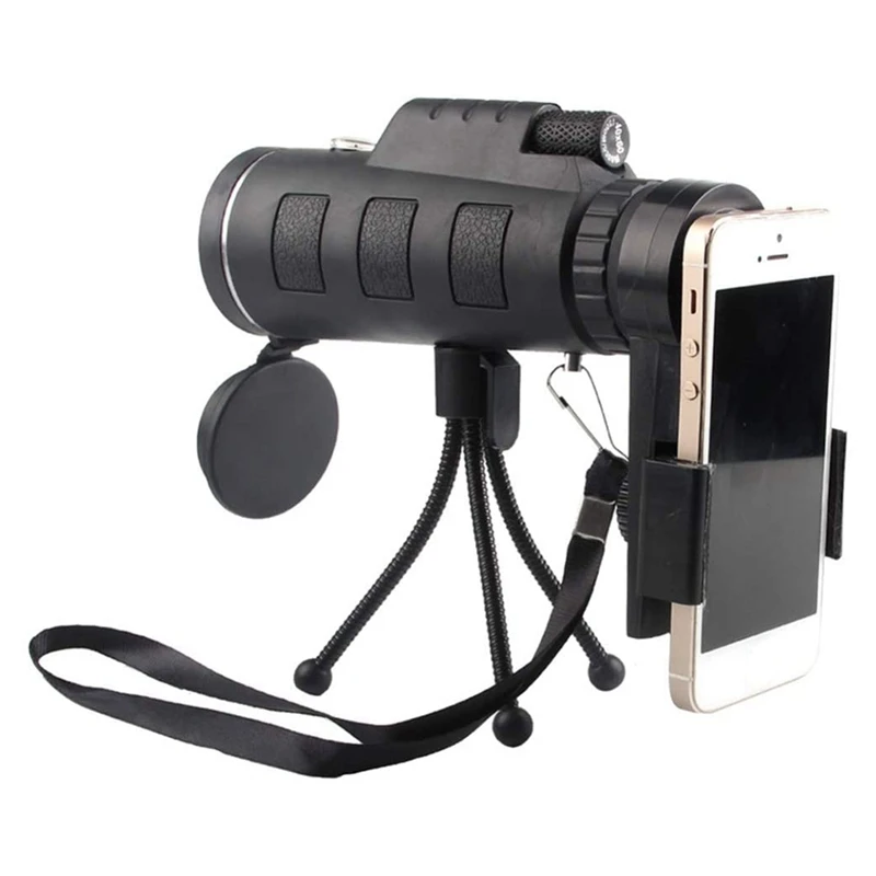 

40X60 Telescope High Definition Monocular Telescope Mobile Phone Camera Telescope with Compass Phone Clip Tripod Holder