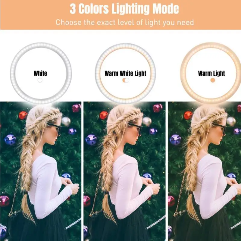 Кольцевой светодиодный светильник трехцветная лампа для селфи нанесения