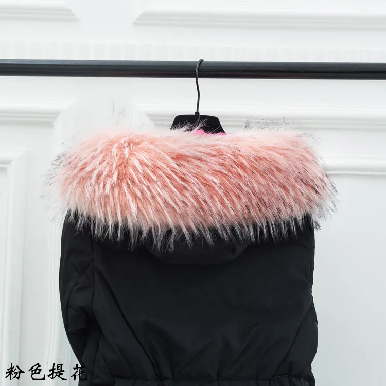 pink with tips Qearlsart искусственный енот меховой воротник зимние шарфы для женщин куртка капюшон роскошный мех декоративная шаль для мужчин пальто меховой шарф аксессуары FY18 - Цвет: pink with tips