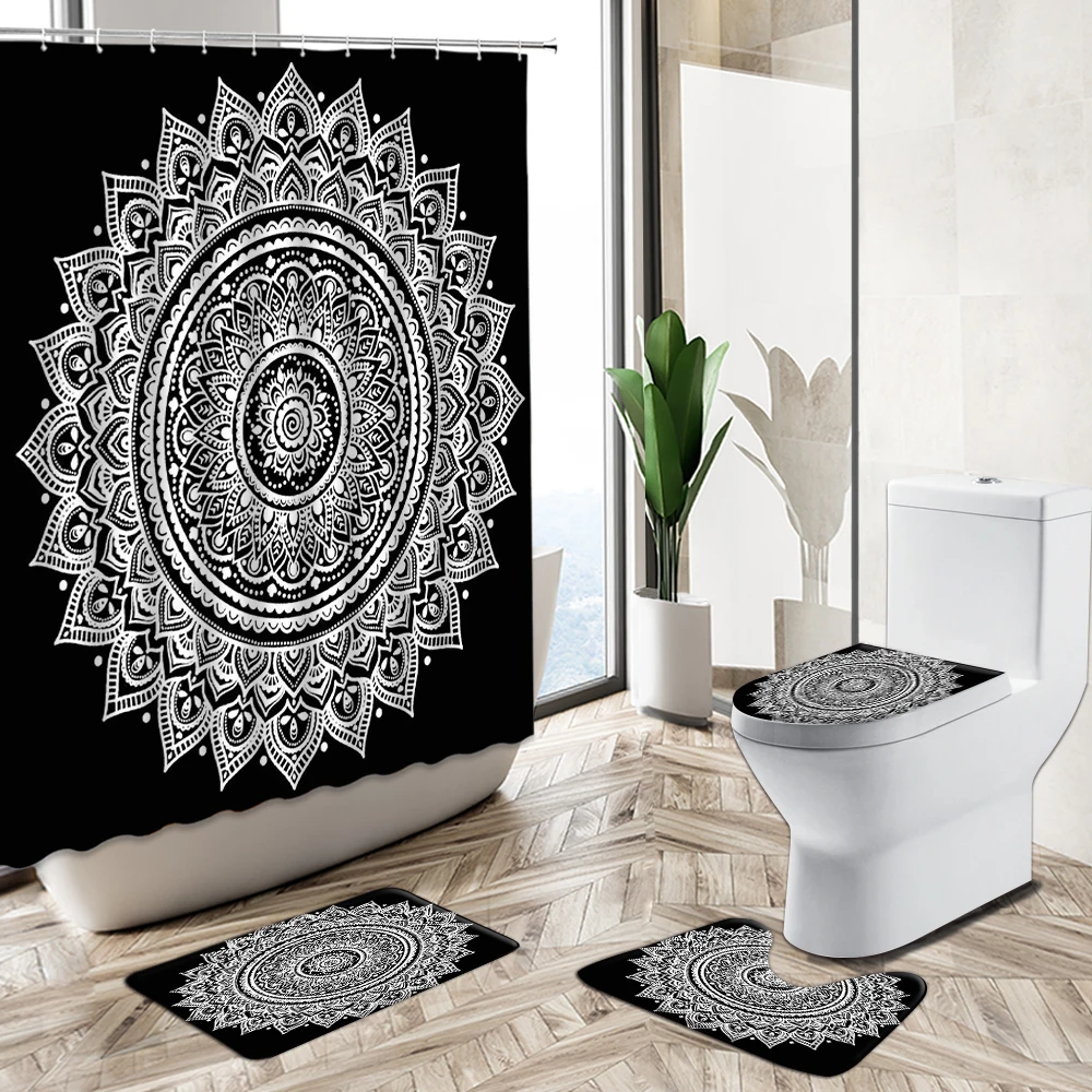 Индийская Мандала шаблон печати Водонепроницаемый занавесок для душа Ванная