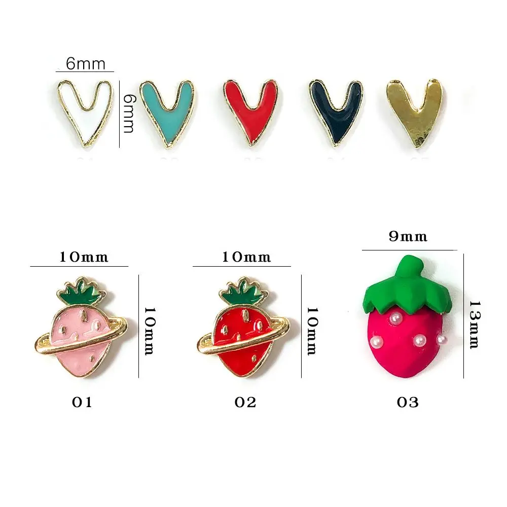 

10pcs nail art heart diamond jewelry gems big Peach Heart Shap Diamond Nails Decorations Nail Art Flowers Strawberry Ornament