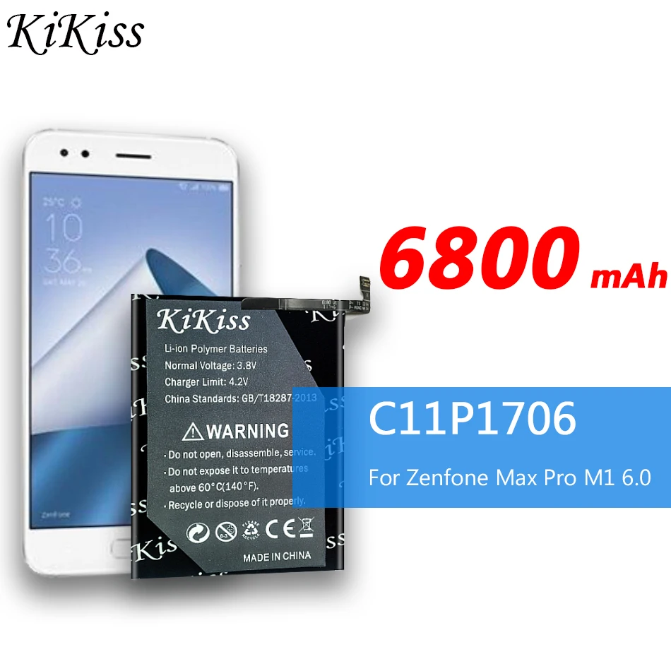 Аккумулятор большой емкости 6800 мАч для ASUS C11P1706 Zenfone Max Pro M1 6 0 дюйма ZB602KL X00TDB