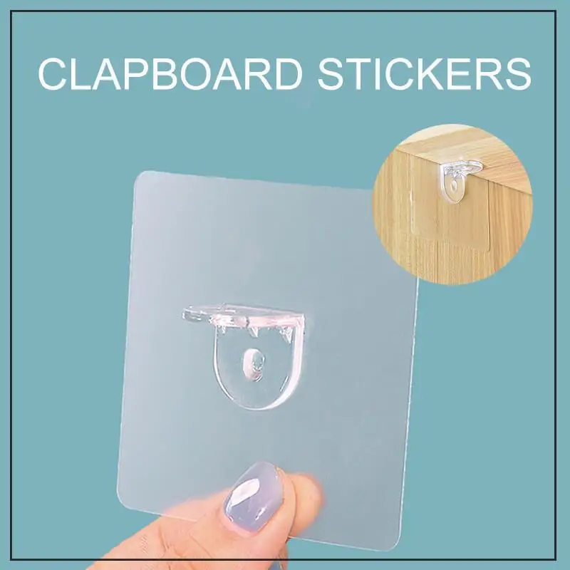 

Wardrobe Partition Holder Transparent Strong Self Adhesive Door Wall Hanger Support Shelf Right Angle Support Paste Screw Hook H