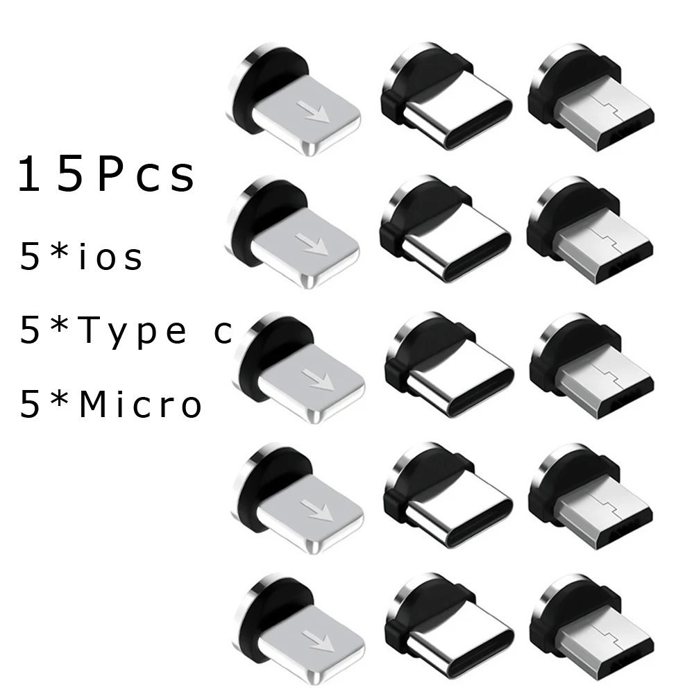 

Lovebay 15 Pcs Magnetic Tips For iPhone Samsung Mobile Phone Replacement Parts 3 IN 1 Plug Micro Converter Cable Adapter Type C