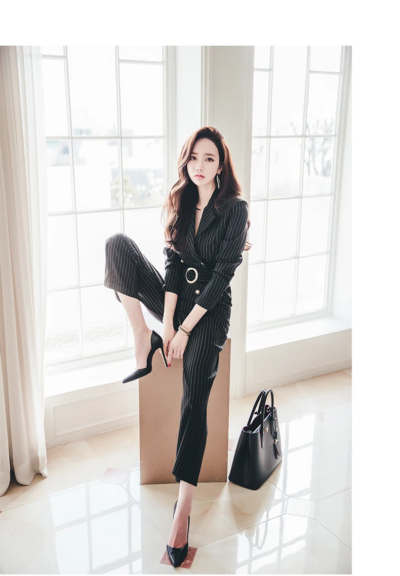 Комбинезон женский в полоску элегантный офисный костюм для работы спортивный с