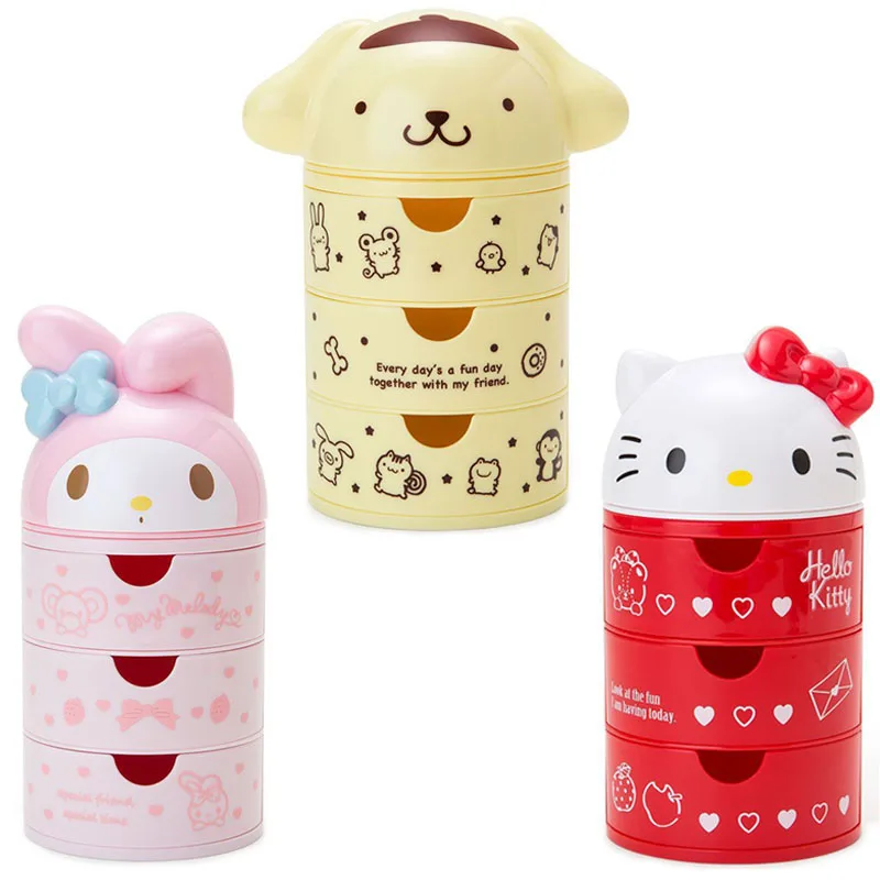 

Kawaii Sanrioed Stationery Toys Cartoon Anime My Melody helloKittys Dog Room Decor Desktop Storage Box Jewelry Box Girls Gift