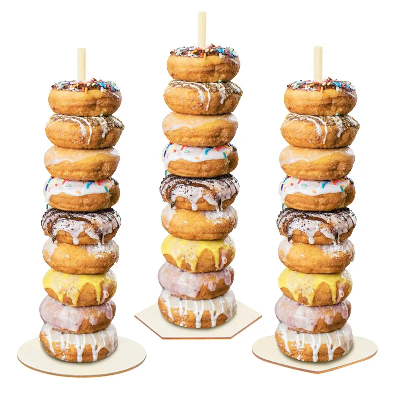 

1pc Wooden Donut Stands DIY Doughnut Holder Dessert Rack Stand for Wedding Birthday Treat Party Supplies Baby Shower Decoration