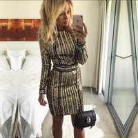 2020 in europe and the golden autumn fashion long sleeved sequins cultivate ones morality dress star hosts toast bandage dress