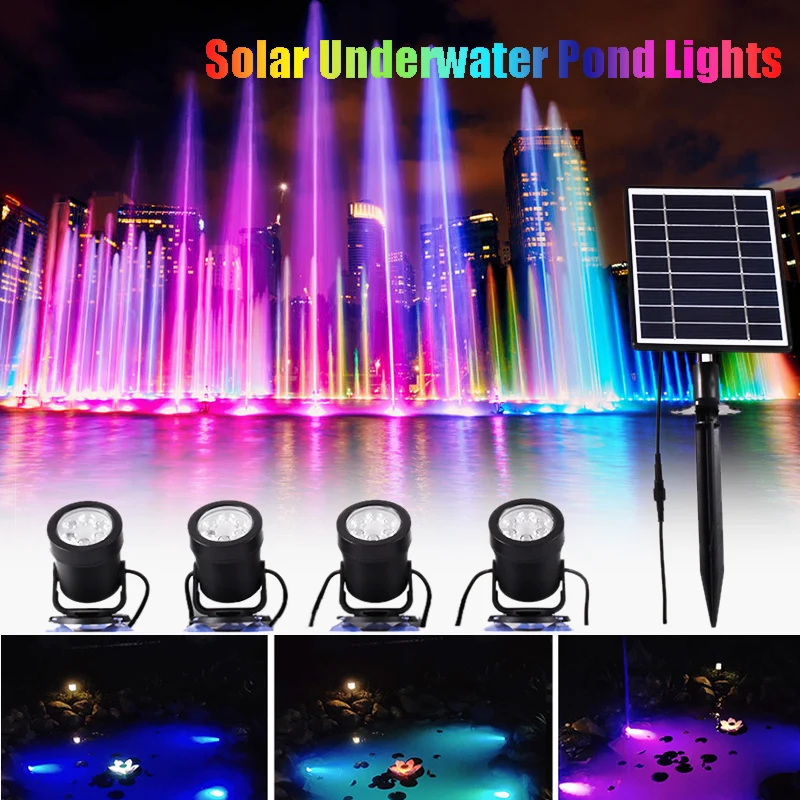 

LED Solar Panel Underwater Pond Lights IP68 Waterproof Outdoor Lighting Swimming Pool Garden Decoration Path Lawn Landscape Lamp