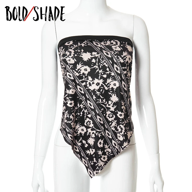 

Bold Shade Graphic Print Bandana Top Lace Up Y2K Retro Soft Grunge Fashion Indie Halter Tops Women Sexy Backless Skinny Summer