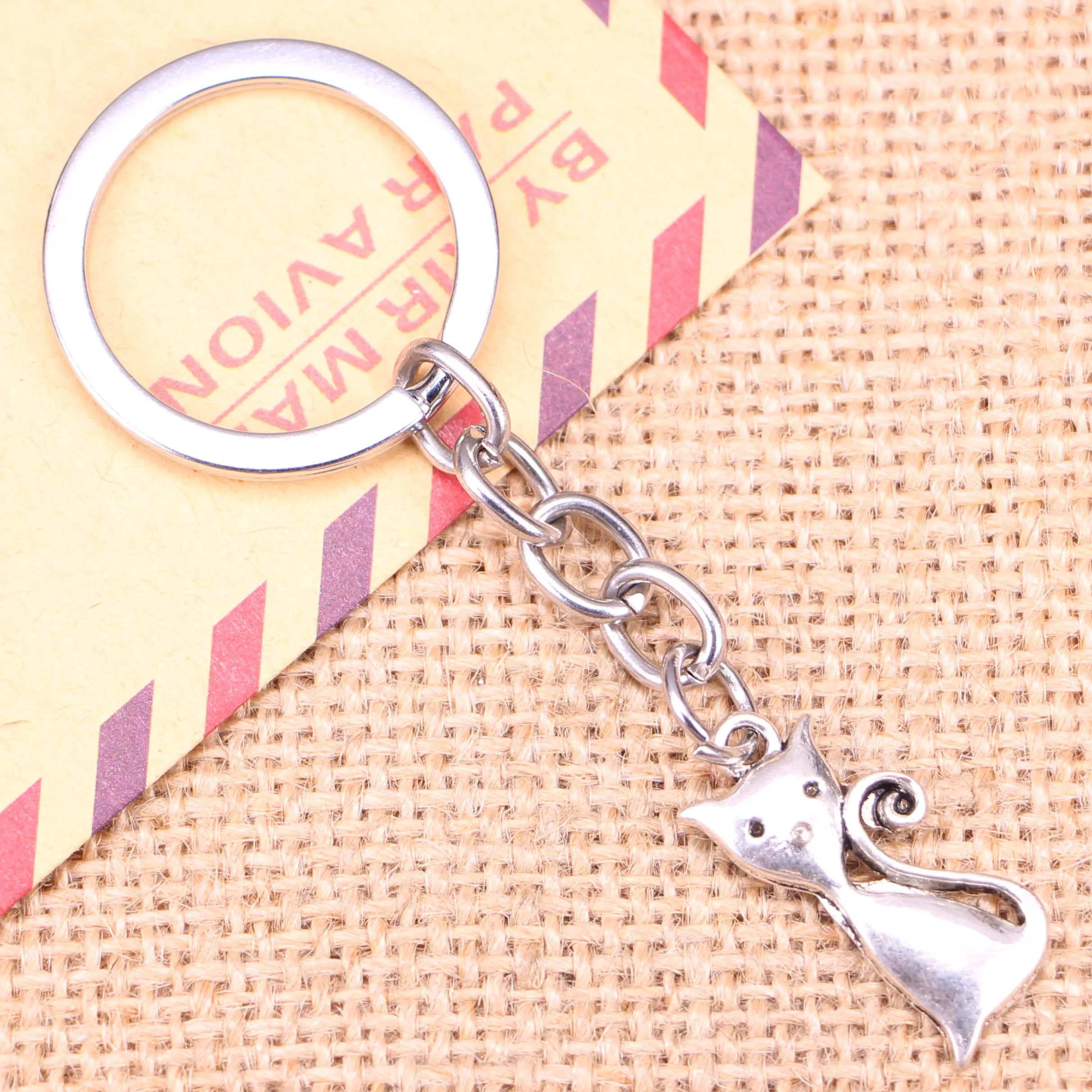 New Fashion Keychain 25x12mm cat Pendants DIY Men Jewelry Car Key Chain Ring Holder Souvenir For Gift | Украшения и аксессуары