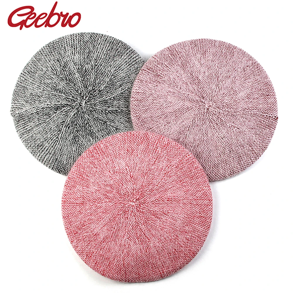 Модный берет Geebro однотонные зимние шапки с напуском во французском стиле для