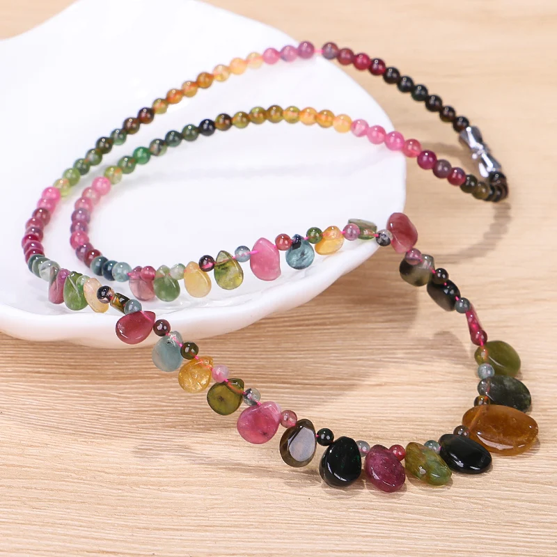 

Handmade Tourmaline Natural Stone Choker Necklace With Raindrop Pendant Princess Necklace For Women Birthday Gift Jewelry
