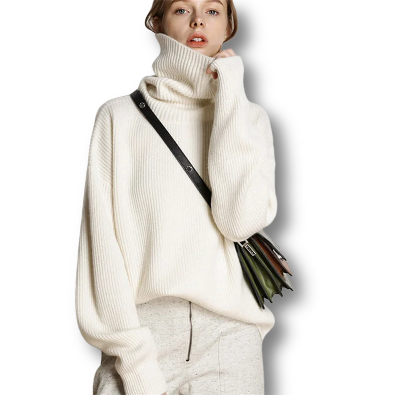 

Thicken Warm Turtleneck Knitted Women Sweater And Pullovers Long-Sleeved Casual All Match Female Pulls Tops
