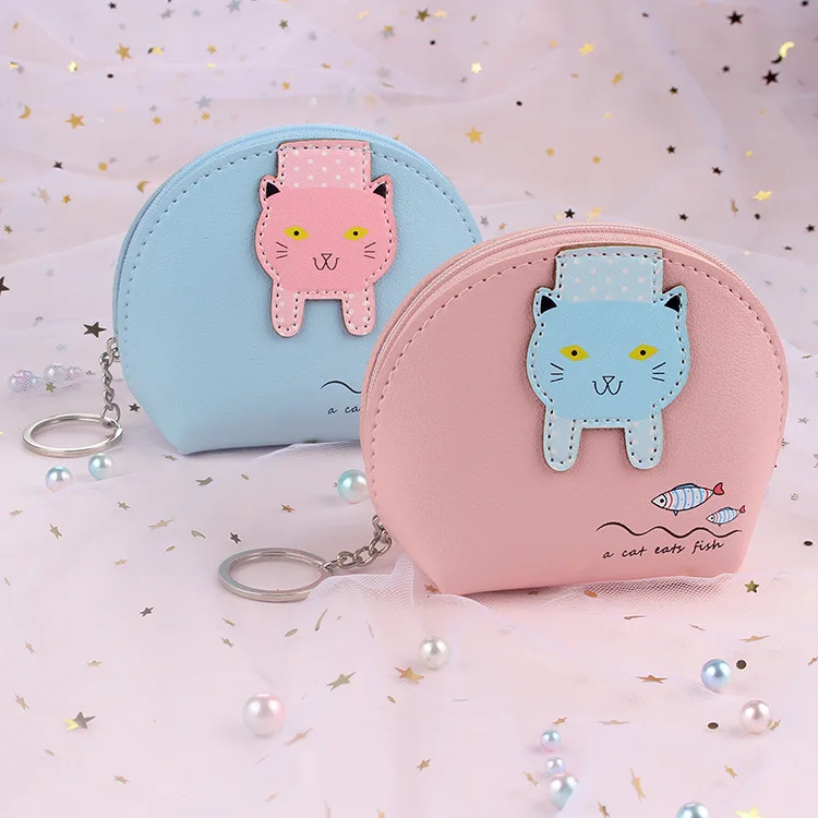 

Korea Japan Fashion New Leather Flower Women's Keychain Purses Cute Mini Girl Coin Purse Card Case Key Ring Keychain Charms
