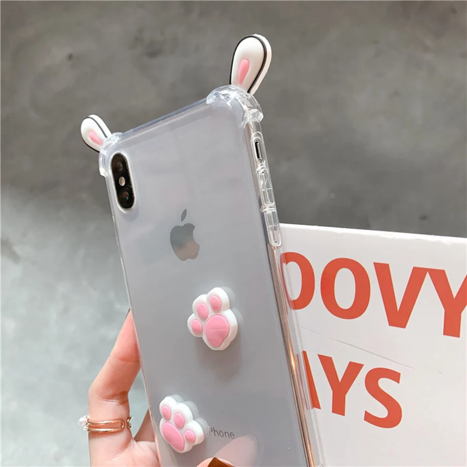 For Samsung A50 A30 A40 A70 A80 A20S M30S M20 M10 A6 A7 A9 2018 Cute Bear Cat Claw DIY Cover Transparent Shockproof Soft Case |