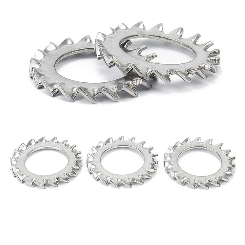 5/10/50 M2.5 M3 M4 M5 M6 M8 M10 M12 M16-M24 DIN6798A A2 304 Stainless Steel External Toothed Serrated Lock Washer Gasket GB862.2