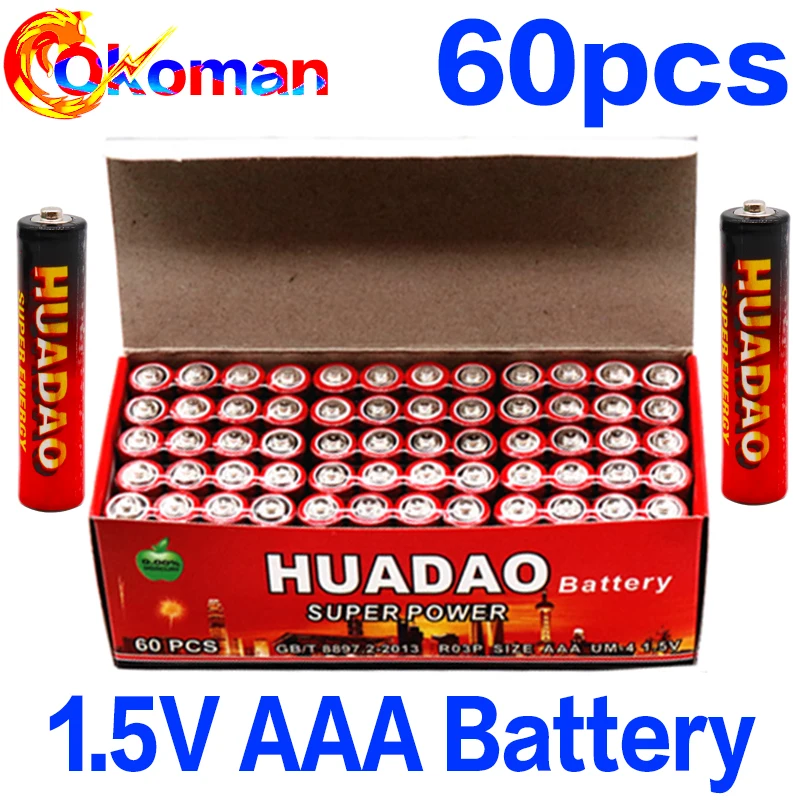 60 шт. углеродных сухой батареи aaa 1 5 в R03 R3C для камеры калькулятор будильник пульт