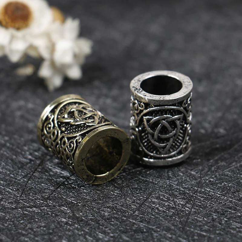 

Vintage Antique Bronze Hair Braid Beard Dreadlock Beads Rings Tube Viking Rune Charm Pendant For DIY Necklace Jewelry Making