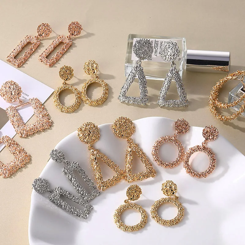 Большие Винтажные серьги FNIO для женщин геометрические золотые металлические