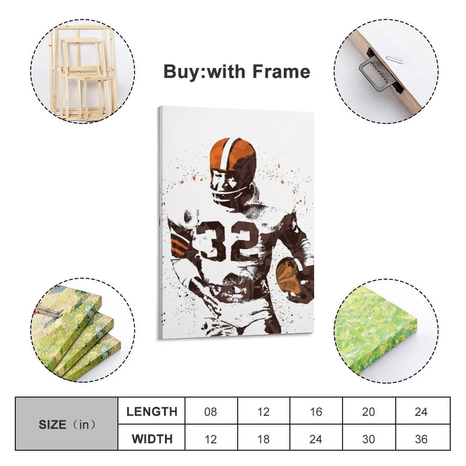 

Decor 32 Jim Brown Print Painting Canvas Hang A Picture for Living Room Wall Room Posters With Frame Modern Home