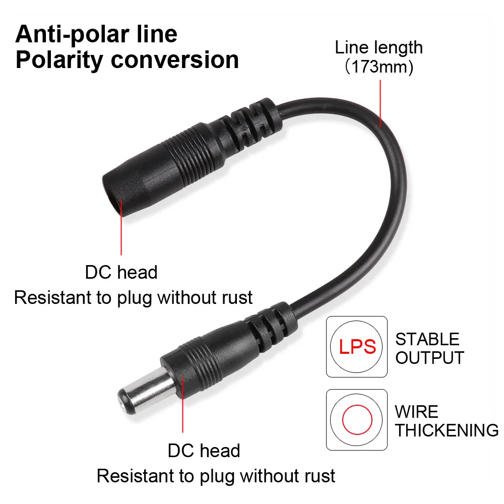 2 4 6 8 10Pcs Guitar Reverse Polarity Converter Lead Cable Black 5.5 x 2.1mm For Electric Effect Pedal Accessories | Спорт и