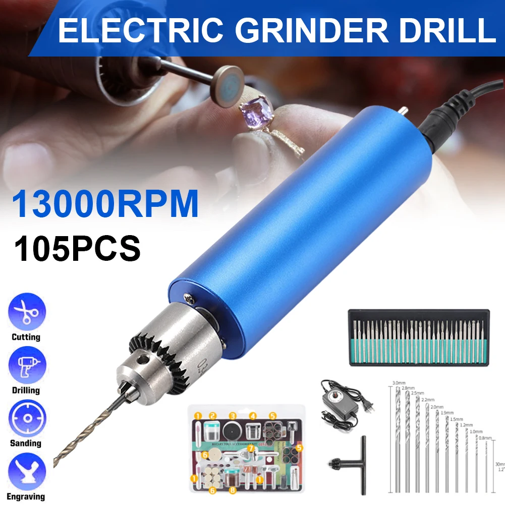 

Mini Electric Hand Drill with Power 0.3-4mm Chuck 4000-13000RPM Rotary Tool Kit for Wood DIY Craft Jewelry Walnut Electric Tool