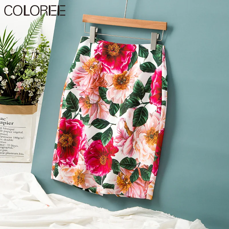 

Runway Designers Mini Skirts Womens 2021 Summer Elegant High Waist Floral Printed Jupe Femme