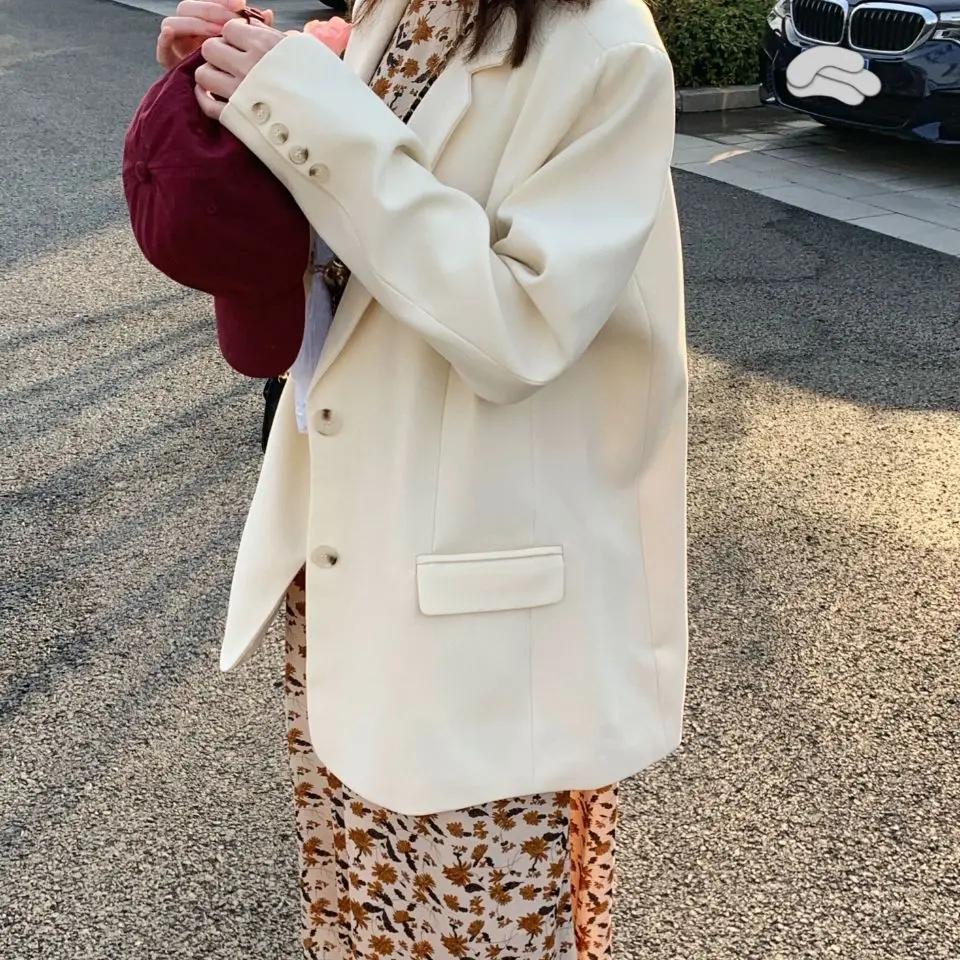 Блейзер Женский однотонный нежный однобортный повседневный Универсальный