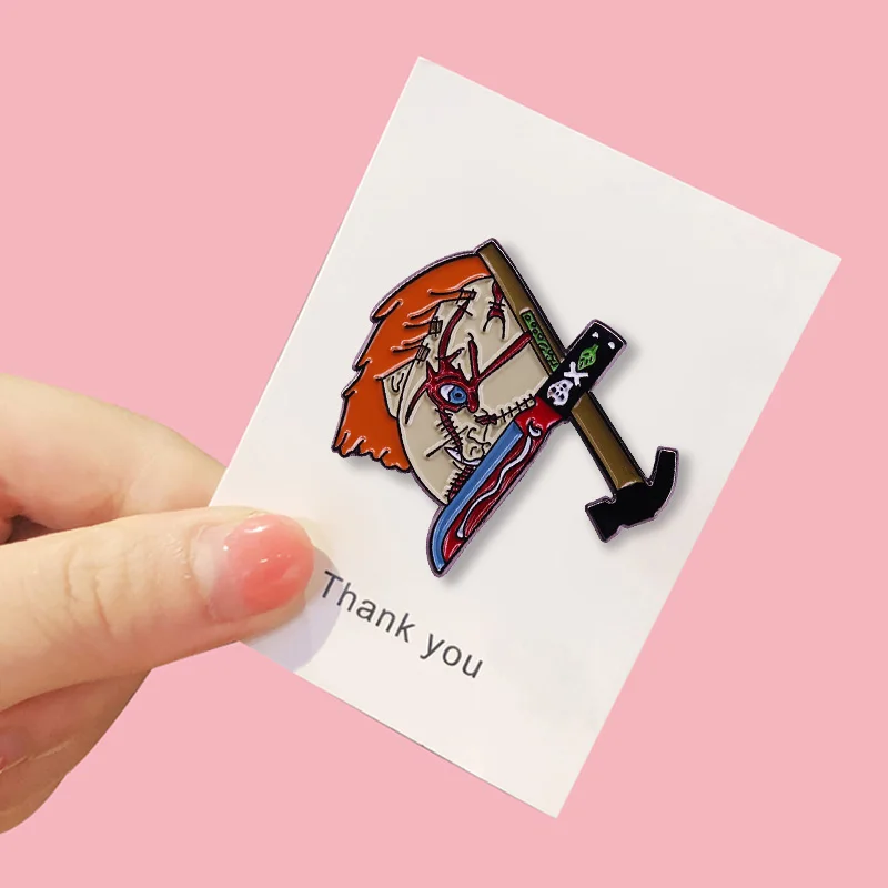 Страшный фильм детская игра Чаки Долли голова эмалированная шпилька