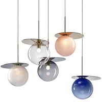 Modern Glass Globe Colorful Pendant Light Art Glass Shade 1 Lights Ceiling Lamp Colorful Balloon Flush Mount Pendant Lamp