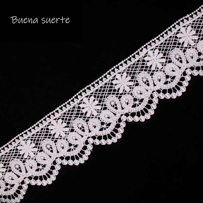 Buena Suerte высокое качество 2 года молочный шелк вышитая кружевная лента ткань