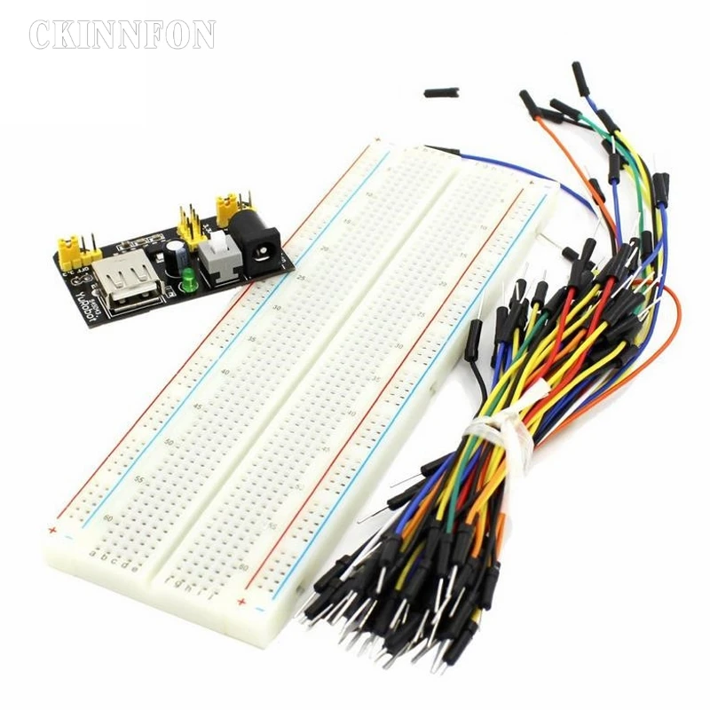 

200Set New MB102 Board +65Pcs/Lot Jump Cable Wires Breadboard Board 830 Point +Power Supply Module 3.3V 5V Solderless