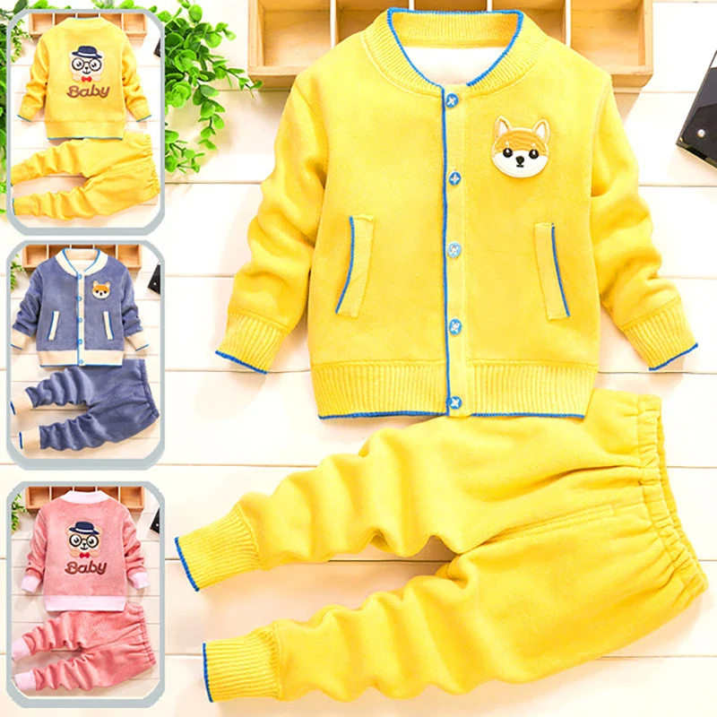 

2021 Baby Girl Clothes Tracksuit Outfits Clothing Sets Girl Suits Coat+Pant Clothes For Newborns Children Clothes 0-2 Year