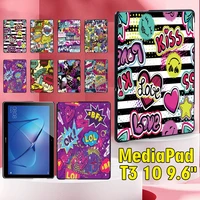 tablet hard shell for huawei mediapad t3 10 9 6 inch ultra thin graffiti series pattern back shell free stylus