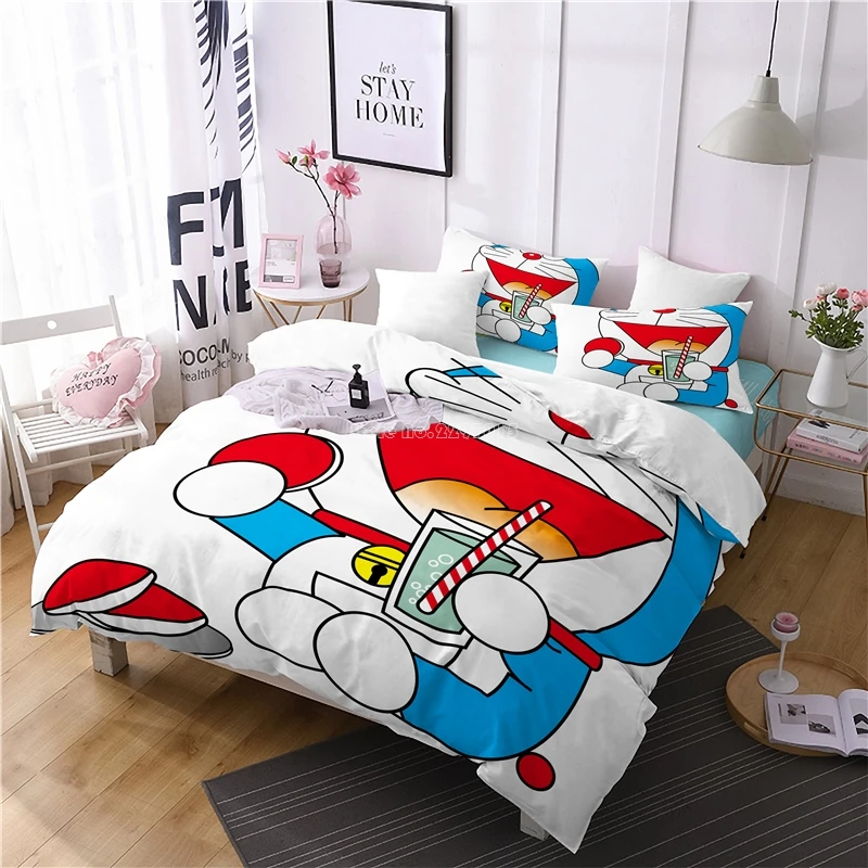 

Home Textile 3d Cartoon Doraemon Printed Bedding Set Bed Linen Bedclothes Children Duvet Cover Set Pillowcase Queen King Size